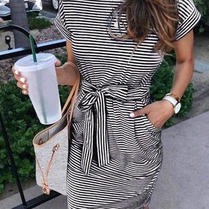 Striped Black and White Dress